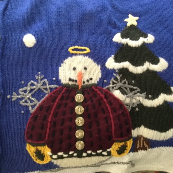 Quacker Factory Snowman Holiday Cardigan (L) - Picture 5 of 8